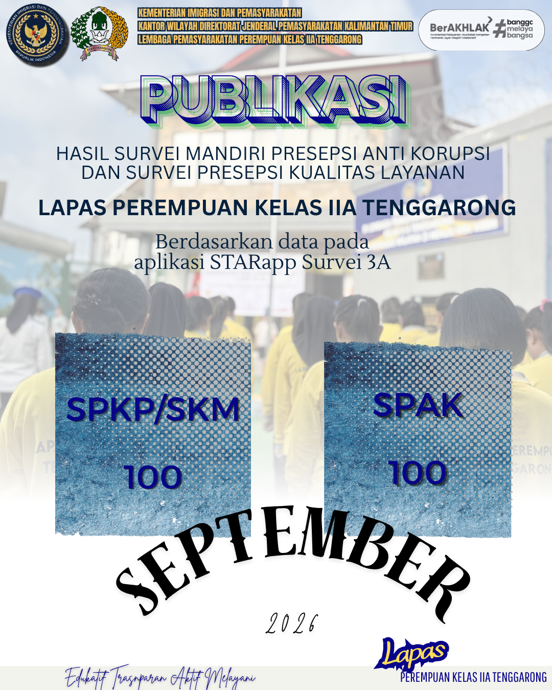 Survei Persepsi Kualitas Pelayanan, Survei Kepuasan Masyarakat dan Persepsi anti Korupsi September 2026